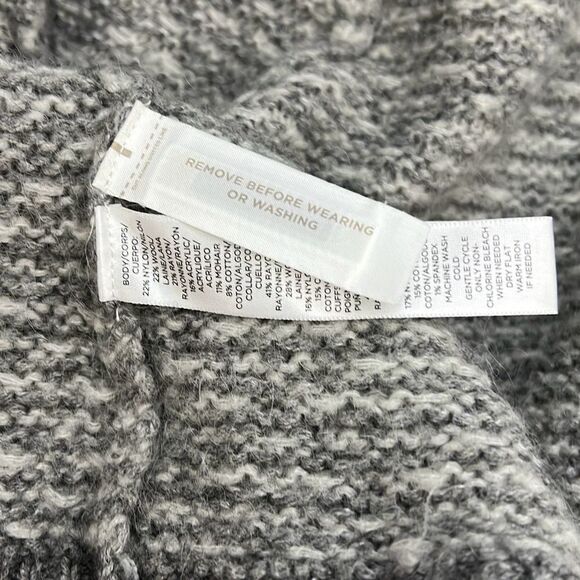 LOFT Women's Geometric Long Sleeves Shawl Lapel Open Front Cardigan Gray Medium - Picture 5 of 7